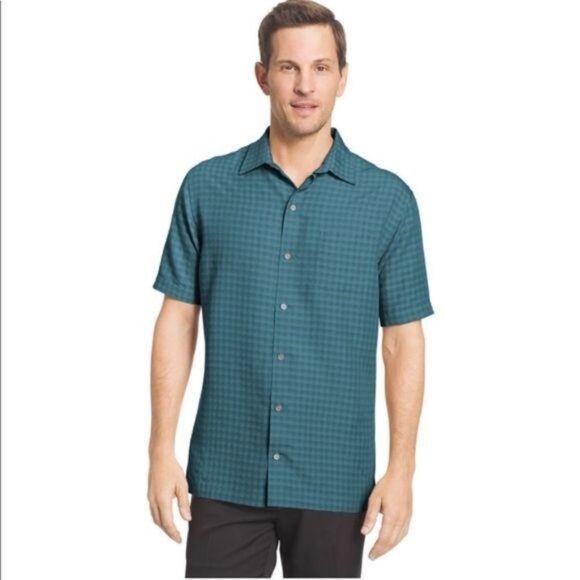 New Van Heusen Classic-Fit Grid Button-Down Shirt Small - Picture 1 of 7